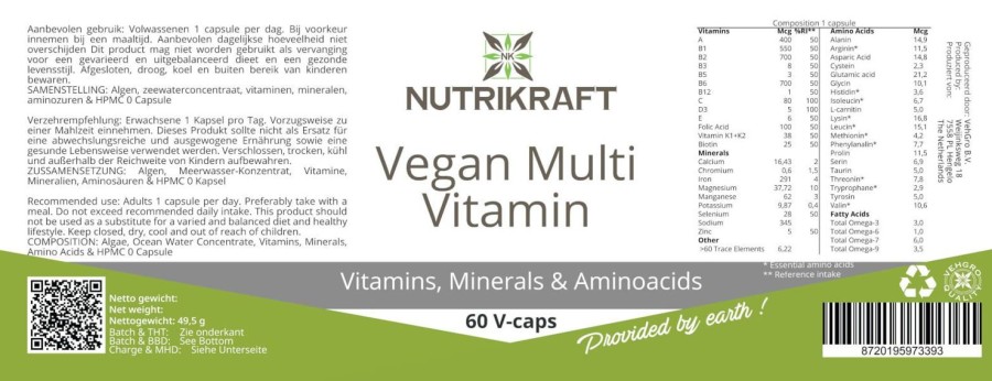 Naturaplaza Nutrikraft - Vegan Multi Vitamine 60 V-Caps | Allround