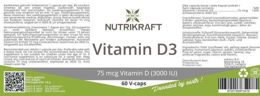 Naturaplaza Nutrikraft - Vitamine D3 (3000 Ie) | Allround