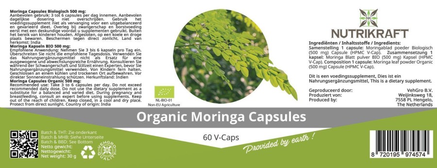 Naturaplaza Nutrikraft - Moringa Capsules 500Mg Biologisch | Biologische Supplementen